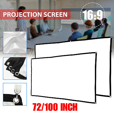 72"/100" 16:9 Manual Pull Down Projector Projection Screen Home Theater Movie