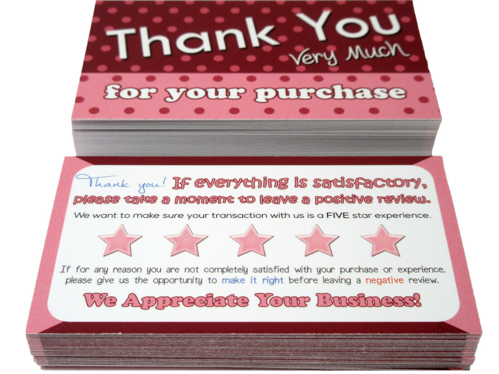 100 Pink Thank You Cards For Poshmark, Mercari, Ebay, Amazon, Or Etsy Sellers