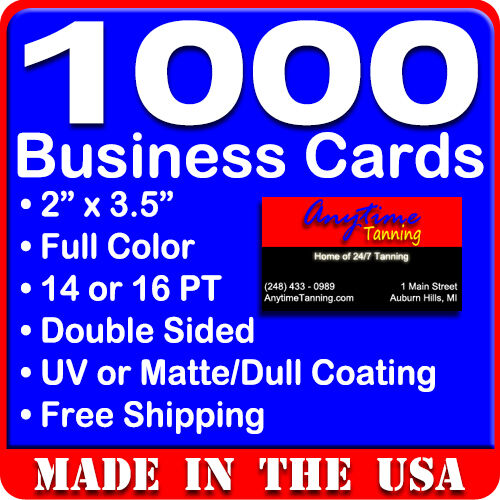 1000 Full Color Double Sided Custom Business Cards - Real Printing Free Shipping