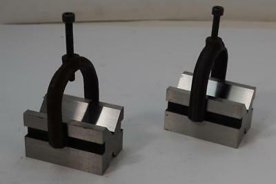 NEW Pair National Precision Ground V-Blocks and clamps. 1-5/8