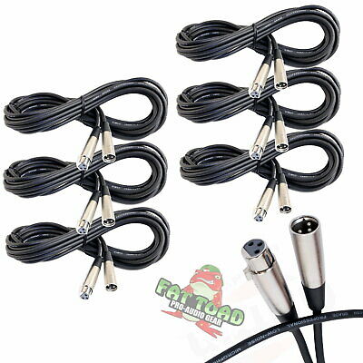 Fat Toad Microphone Cords 20ft - 6 Pack Xlr Cable Wire Female Male Recording Pa