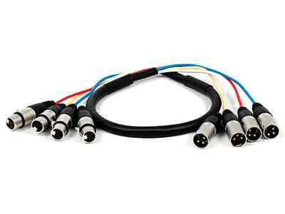Monoprice 4-channel Xlr Male To Xlr Female Snake Cable Cord - 3ft - Black/silver