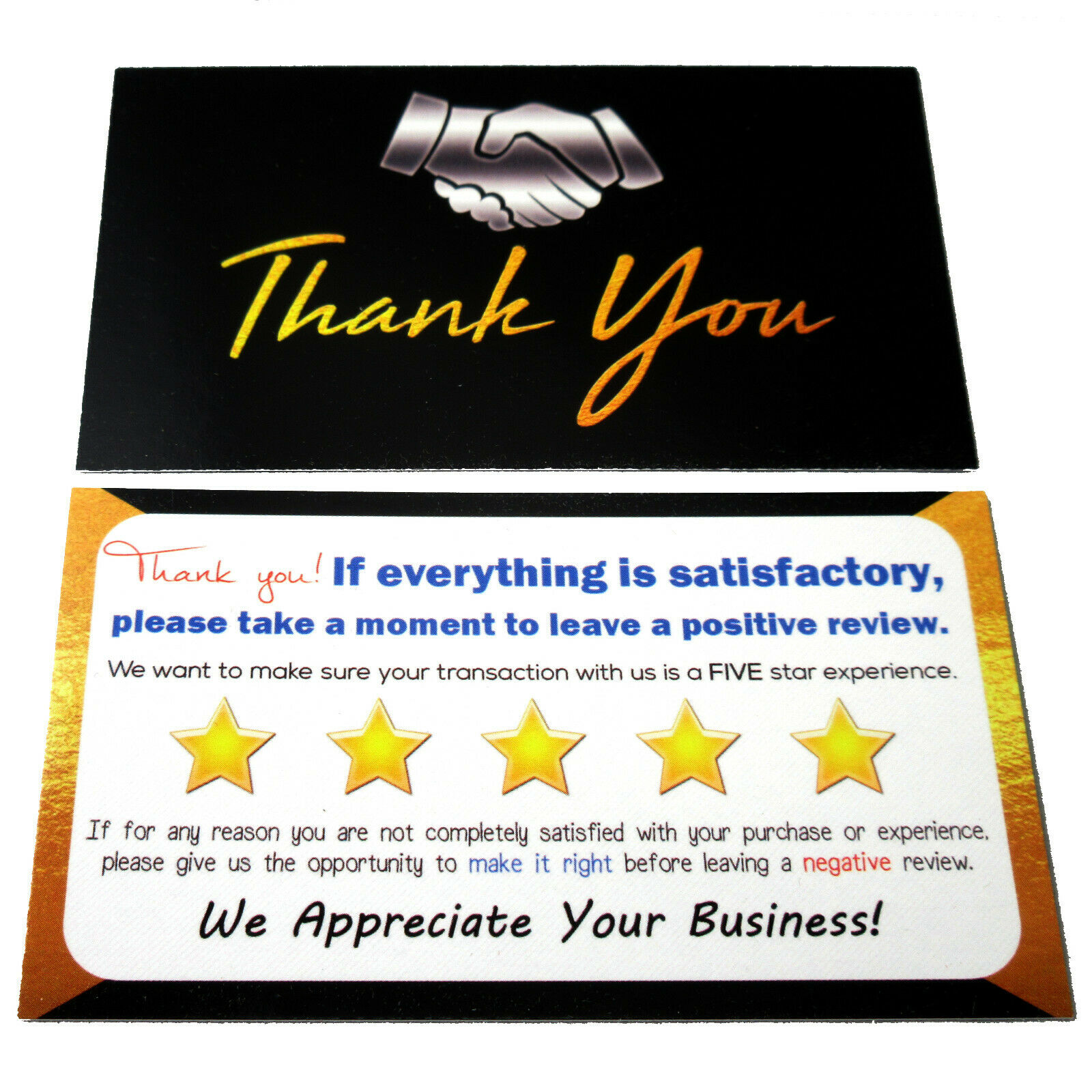 100 Ebay Thank You Cards For Amazon Sellers Black Gold Business Professional