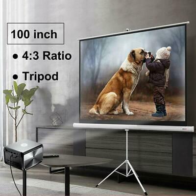 Portable 100" 4:3 Hd Projection Projector Screen Pull Up With Tripod Stand