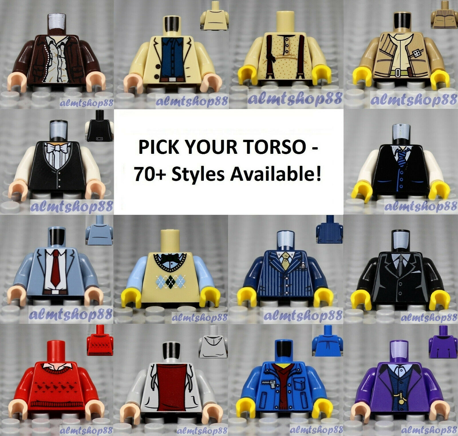 Lego - Torsos City Male - Pick Your Style - Minifigure Body Parts Vest Town B
