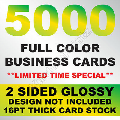 5000 Full Color Business Cards W/ Your Artwork Ready To Print - 2 Sided Glossy