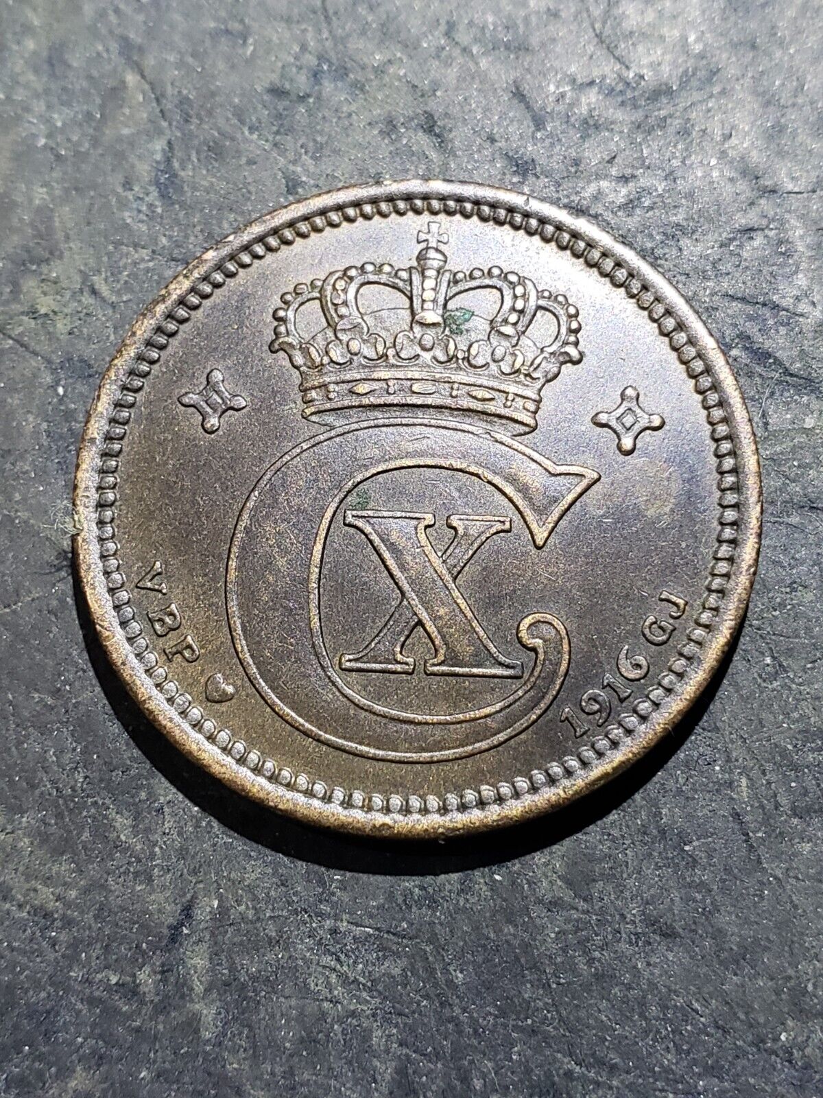 1916 Denmark 5 Ore Coin