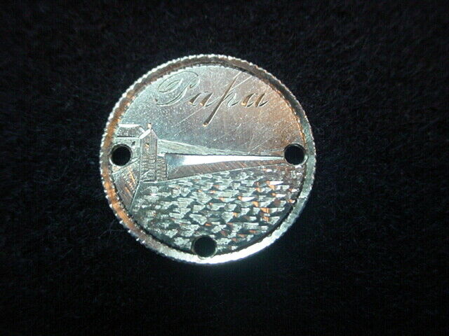 Love Token, Papa Engraved Above A Dam Scene On a U.S. Seated Dime.