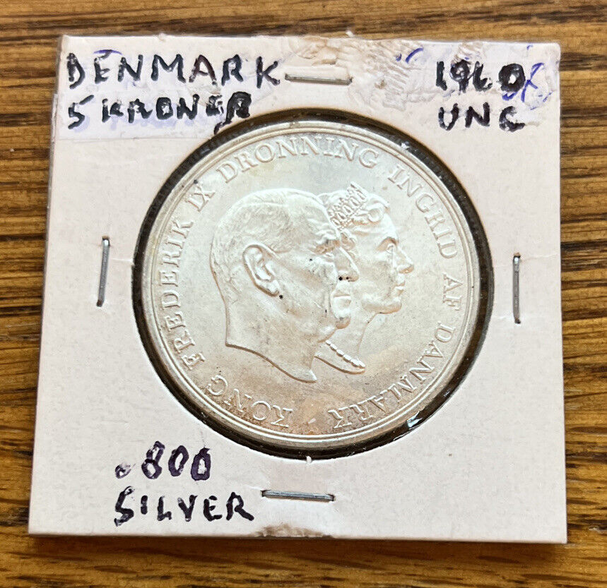 1960 Denmark Silver 5 Kroner Coin BU/Uncirculated Silver Wedding Anniversary