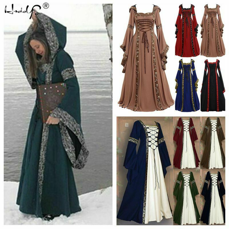 Women's Vintage Victorian Renaissance Gothic Dress Medieval Dress Costume Hooded