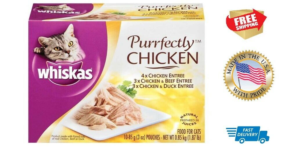 Whiskas Purrfectly Wet Cat Food Pouches, Chicken (PACK OF 40) FREE SHIPPING