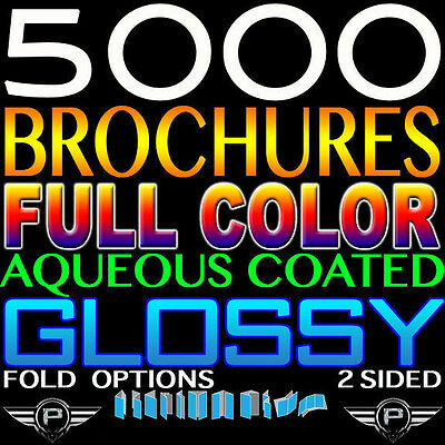 5000 Full Color Brochures 8.5 x 11 High Gloss Coated 100lb 2 Sided Tri-Fold