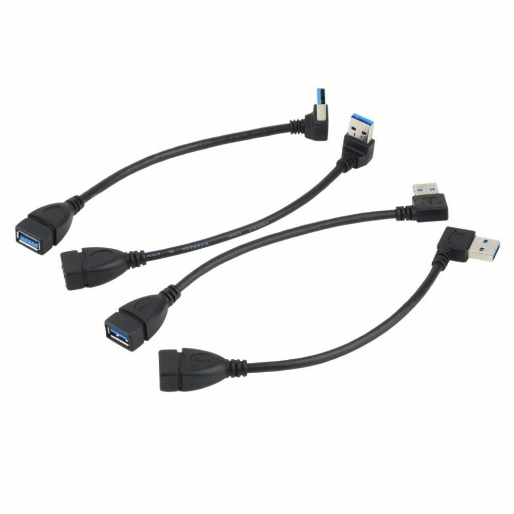 USB 3.0 Angle 90 Degree Extension Cable Male to Female Adapter Cord Data Sync