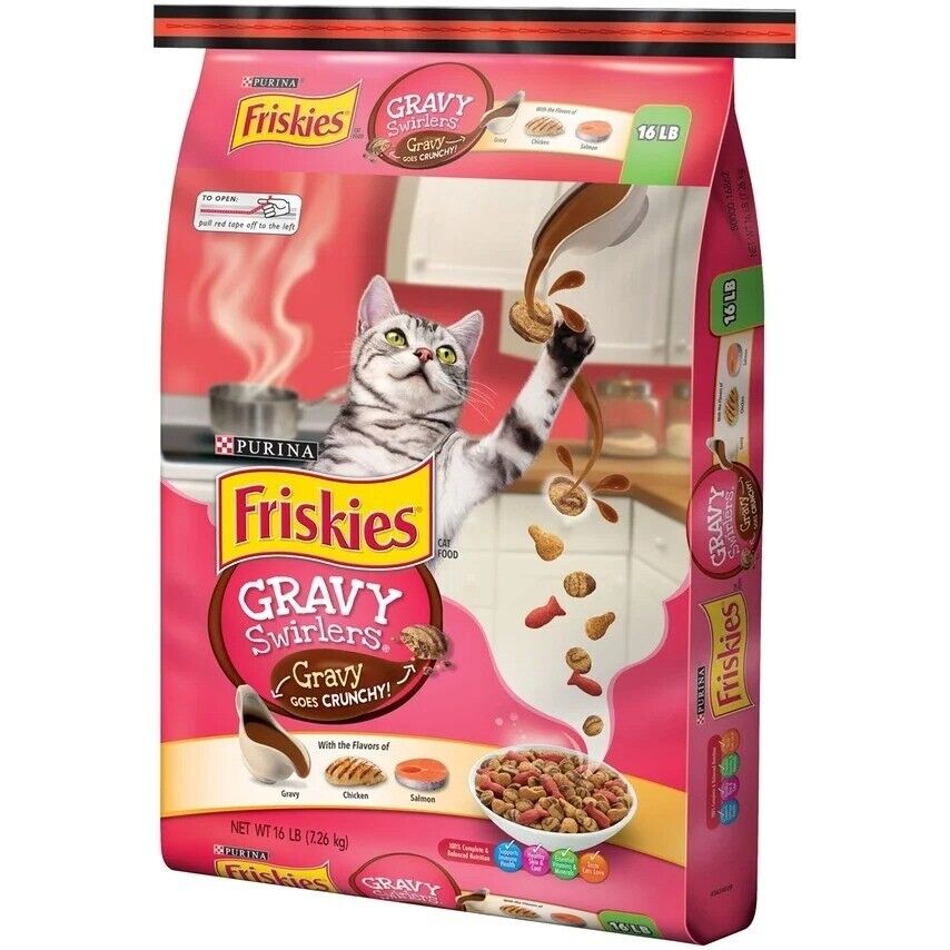 Purina Friskies Gravy Swirlers Adult Dry Cat Food Chicken & Salmon Flavor 16 Lb