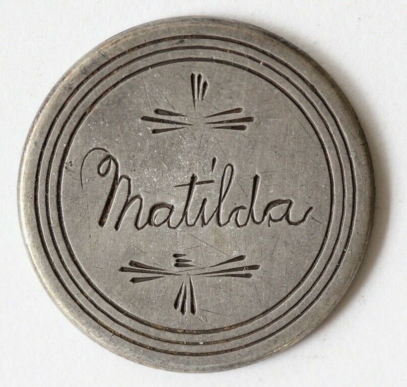 1854 Seated Quarter with Rays Engraved Love Token Fine Style Name Matilda