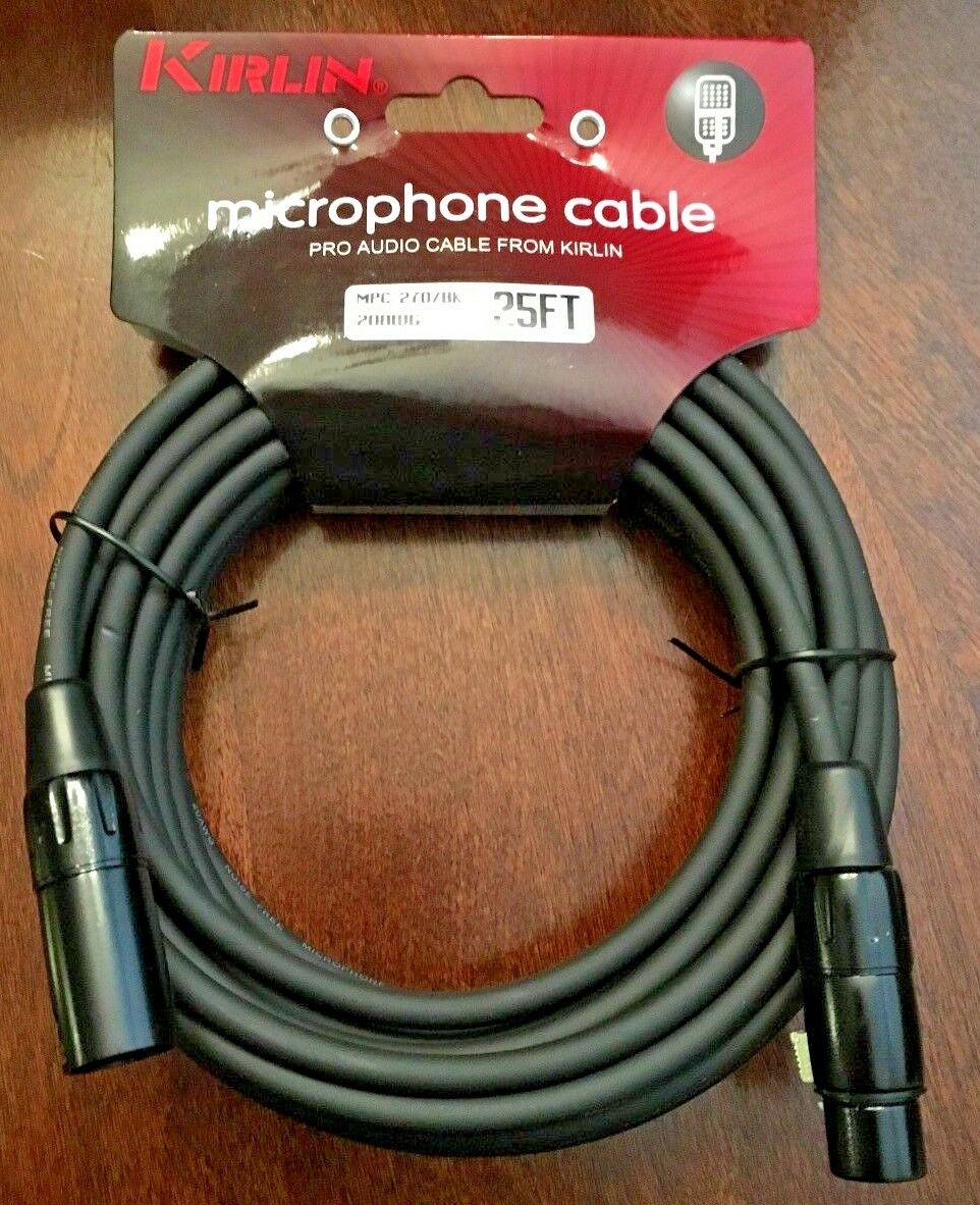 Xlr Microphone Cable - 25ft Kirlin Male To Female - 20awg New