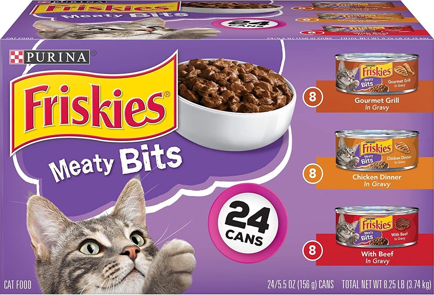 Purina Friskies Gravy Wet Cat Food Variety Pack 5.5 oz-24 Can